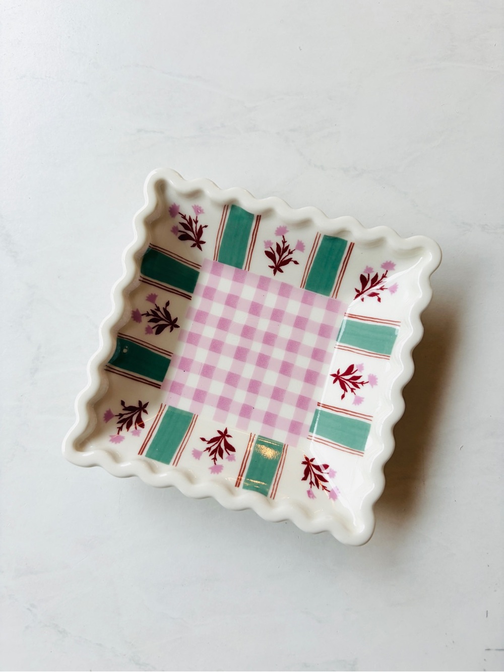 NEW Anthropologie Georgia Stoneware Trinket Dish, Pink & Green - Picture 3 of 7